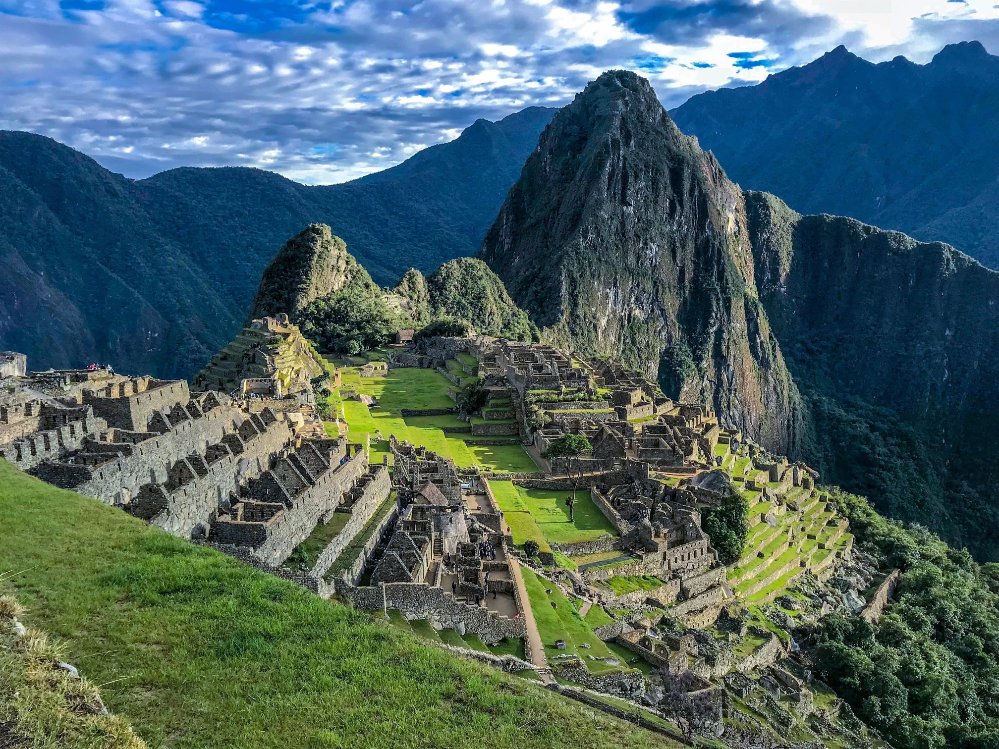 Panoramic view of Machu Picchu and the surrounding Andes in Cusco, Peru