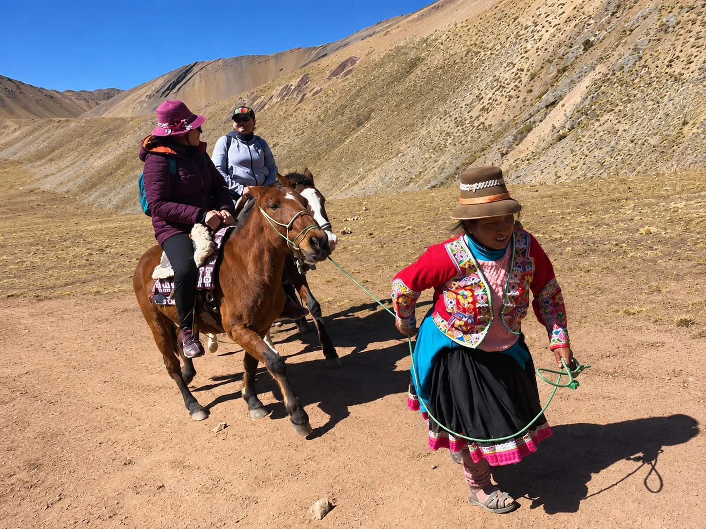 Group of travelers starting the Rainbow Mountain trek in Cusco, Peru