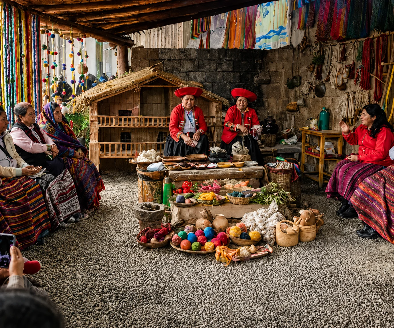 Local women demonstrating ancient textile and weaving techniques in the Sacred Valley | Inca Culture Travel
